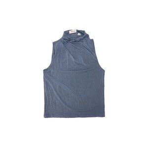 Babaton Boardroom Mock Neck Sleeveless Top in Muted Dusty Blue – Size 2XS